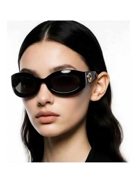 New Authentic GUCCI GG1247s 001 Black/Gold Oval sunglasses main image 5
